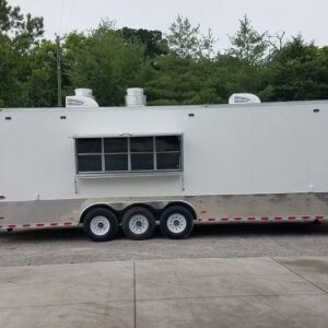 8.5' x 35' White Goose-neck Concession Food Trailer
