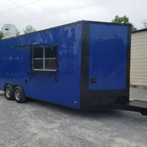 8.5' x 22' Cobalt Blue Concession Trailer with Restroom