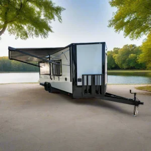 8.5' X 22' White / W Black Out Concession Trailer Kettle Corn Event Catering