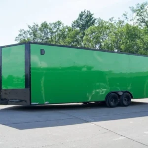 8.5x24 Lime Green Enclosed Trailer with Blackout Package (2) 5200lb Axles Storage